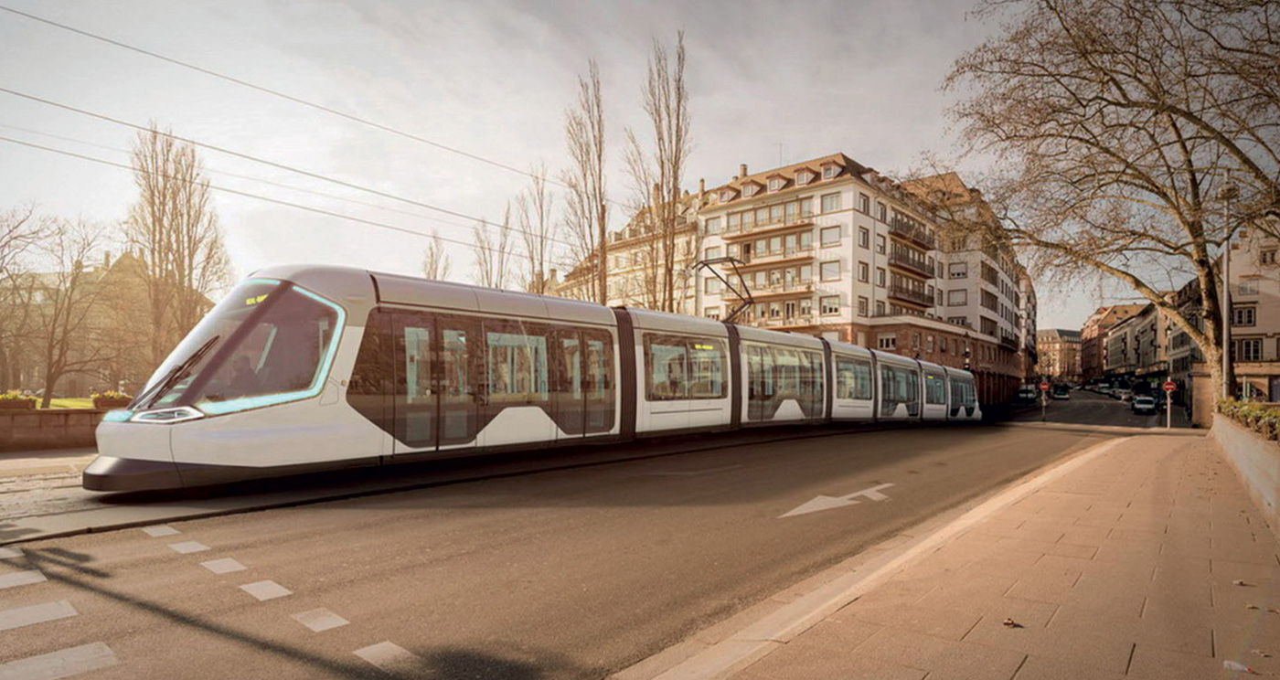 Tramway moving in strasbourg city