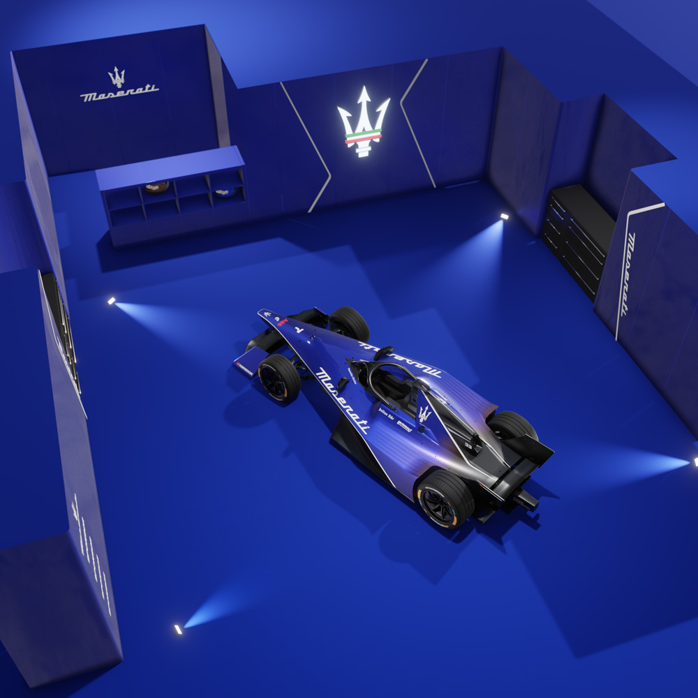 Maserati formula E photo du garage vue de dessus