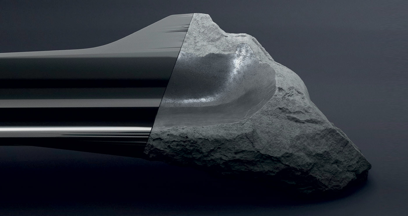 Peugeot Onyx Sofa close up on natural stone